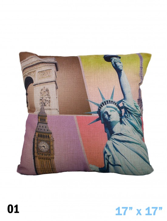 WORLD LANDMARKS PRINT CUSHION & FILLER